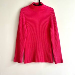 COS Chenille Mock Neck Pullover Sweater Women’s XS Red Cotton Blend‎